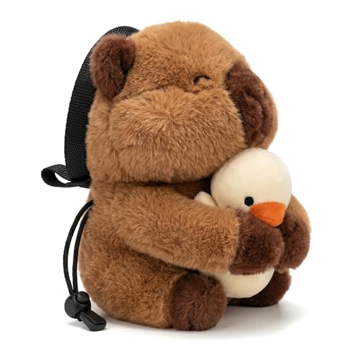 Capybara Rock Climbing Chalk Bag, Fun Animal Plush Chalk Bag for for Indoor & Outdoor Climbing for Climbers - color: Brown capybara with duck