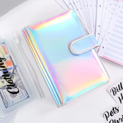 SKYDUE Budget Binder, Money Saving Binder with Zipper Envelopes, Cash Envelopes and Expense Budget Sheets for Budgeting - color: Laser Silver
