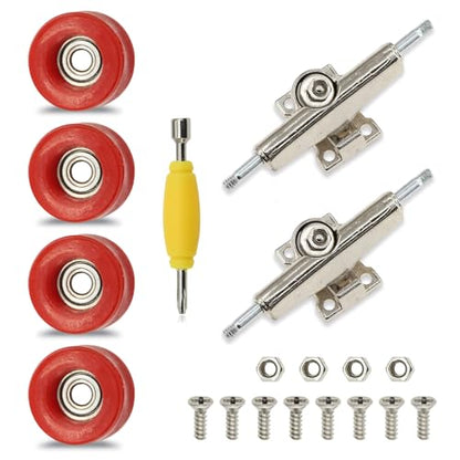 7 Pieces POM Red Fingerboard-Wheels Size 7.3mm*4.5mm Tool Set with 1 Screwdrivers 2 Alloy axles - color: Red