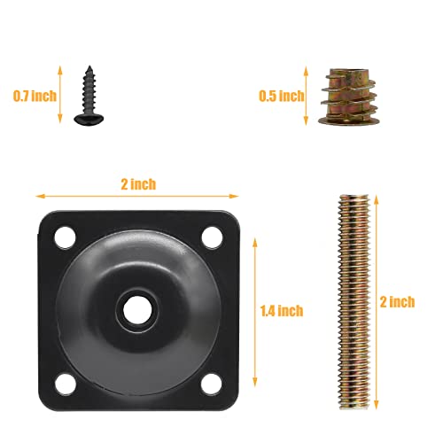 Litoexpe 4 Sets Mounting Plates for Furniture Legs, M8 Furniture Couch Legs Attachment Plates ith Hanger Bolts Screws for Furniture Sofa Couches Seats