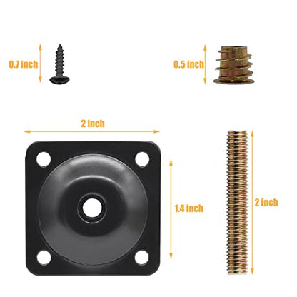 Litoexpe 4 Sets Mounting Plates for Furniture Legs, M8 Furniture Couch Legs Attachment Plates ith Hanger Bolts Screws for Furniture Sofa Couches Seats