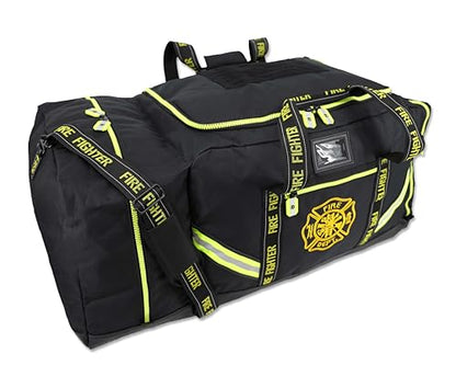 Lightning X Products Fireman Premium 3XL Firefighter Rescue Step-In Turnout Fire Gear Bag With Shoulder Strap & Helmet Pocket (Black) - color: Black