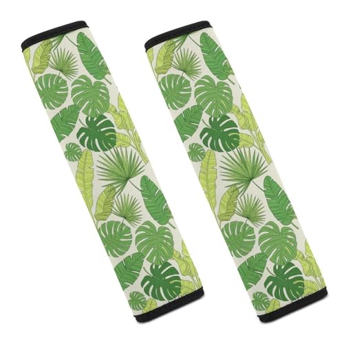 Breathable Seat Belt Shoulder Pad for Adults And Children, Stroller Pushchair High Chair, 2 Pack Tropical Monstera Leaf Botanical Palm Leaves Branch Hawaiian Neck Strap Covers Easy Install (No Tool) - color: Pattern 1255
