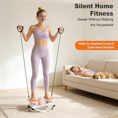 Rocking Steppers for Exercise at Home 3D Motion Stair Stepper with Resistance Bands 350 LBS Loading Capacity Exercise Equipment Low-Impact Balance Board for Full Body Workout - color: Pink