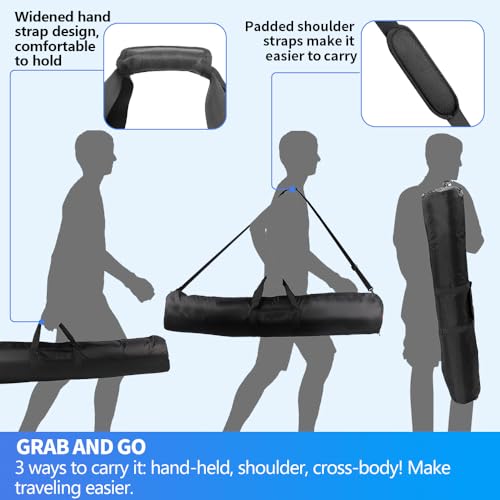 HEMMOTOP Tripod Bag, 47x8.3in All Sides Thick Padded Tripod Carrying Case with Shoulder Strap and Handle, Heavy Duty Light Stand Bag with Two Zippered Pockets for Pool Cue, Speaker Stand -R12021 - size: 47" L x 8.3" D