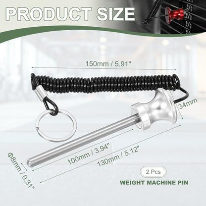 Weight Stack Pin, Weight Gym Pin Strength Training Equipment Replacement with Pull Rope for Commercial Home - color: Silver, size: 0.3 x 3.9 Inch