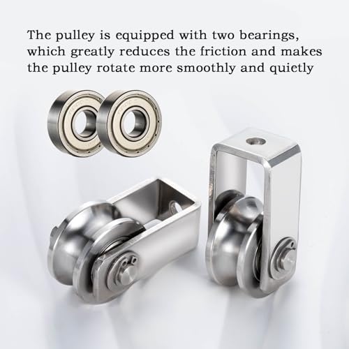 Cable Pulley Wheel for Rope with Ball Bearing, Smooth No Noise, Wall Mounted Ceiling Fixed Wire Pulley for Pulley System Lifting, DIY Home Gym, Winch, 2 Pack