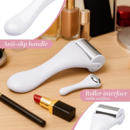 Tondiamo 2 Pcs Muscle Roller Portable Small Silicone Massager Roller Deep Tissue Muscle Massage Stick Cellulite Remover Scar Tissue Massager for Relief Face Neck Arm Back Leg(White,Metal) - color: White, style: Metal