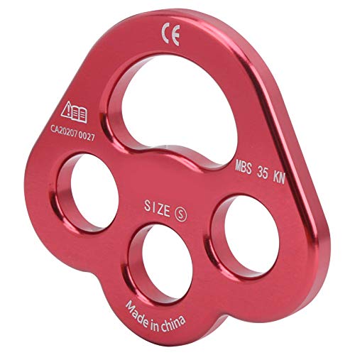 HERCHR Aluminum Rigging Plate, Camnal Rope 3 Holes Finger Force Rigging Plate Anchor Divider Multipliers Connector Gear for Outdoor Climbing - color: Red