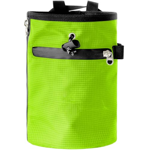 Rock Climbing Chalk Bag & Zippers Pockets Adjustable Bouldering Bucket for Gym, Gymnastic Rock - color: Willow green