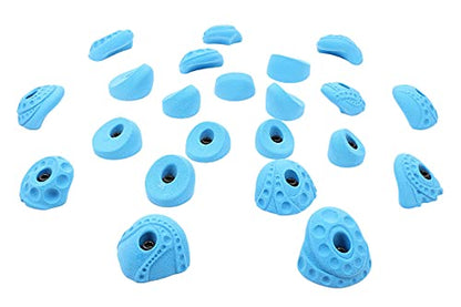 Atomik Rock Climbing Holds Set of 22 Bolt-on Tennis-Shoe Friendly in Blue