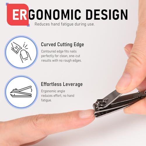 firiKer Nail Clipper Set, Sturdy Stainless Steel Fingernails & Toenails Clippers & Nail File, Sharp Effortless Fingernail Toenail Trimmer, Portable Nail Cutter for Women Men（Gray） - color: Gray