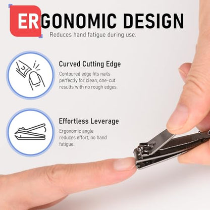 firiKer Nail Clipper Set, Sturdy Stainless Steel Fingernails & Toenails Clippers & Nail File, Sharp Effortless Fingernail Toenail Trimmer, Portable Nail Cutter for Women Men（Gray） - color: Gray