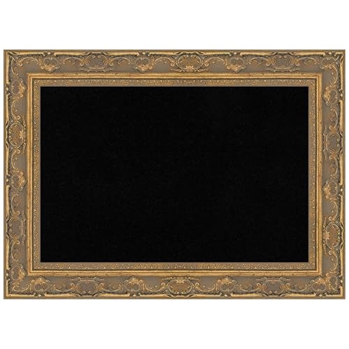 Amanti Art Black Cork Board for Wall, 16x22 Vision Board with Gold Frame, Small Corkboard Office Decor for Home Organization, Traditional Corkboard Pinboard to Display Items for Home Organization - color: Filigree Gold, size: 22" x 16"