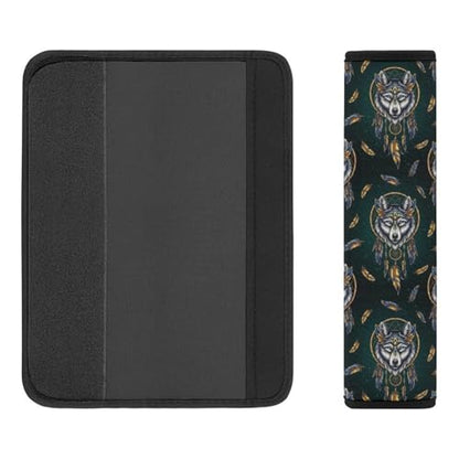 Universal Soft and Comfortable Wolf Dream Catcher Black Seat Belt Shoulder Pad for Kids, Most Cars, 1 Pair Seat Belt Covers Cushion Anti-Slip Pad - color: Pattern 136