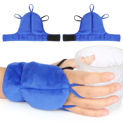 Weighted Gloves for Hand Tremors and Parkinson's, Improved Hand/Wrist Stability & Mobility, Adjustable Wrist, Weights Strengthening Tool - color: Blue, size: S（Pair)