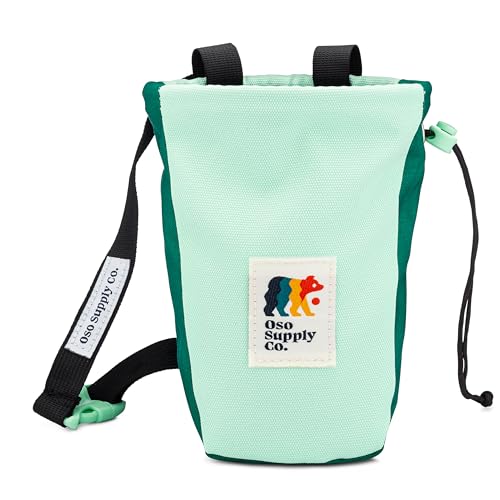 Del Cerro - Chalk Bag for Rock Climbing, U-Shaped Chalk Bucket with Zippered Pocket, Drawstring, Abrasion-Resistant Fabric, Perfect Gear for Indoor/Outdoor Climbing Bouldering - color: Green