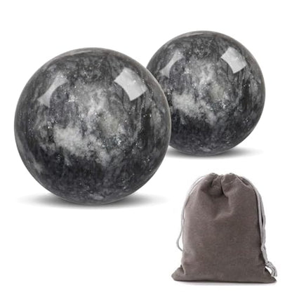 Traditional Chinese Baoding Balls, Marble Health Exercise Stress Relief Balls, Dark Grey, 2-Piece Set (Dark Grey, Small-1.38") - color: Dark Grey, size: Small-1.38"