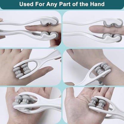 2pcs Finger Massager for Arthritis Pain Relief Manual Roller White | Hand Thumb Palm Foot Acupressure Massage Tools for Arthritis Massager Mothers Day Gift for Woman - color: White
