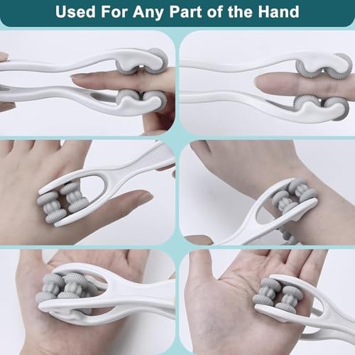 2pcs Finger Massager for Arthritis Pain Relief Manual Roller White | Hand Thumb Palm Foot Acupressure Massage Tools for Arthritis Massager Mothers Day Gift for Woman - color: White