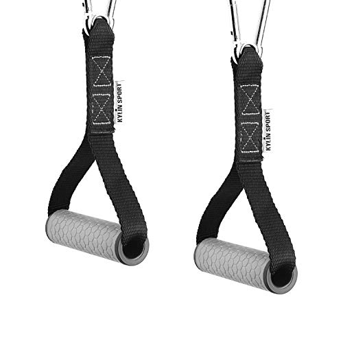 Upgraded Cable Machine Attachments Resistance Bands Handles Grips Fitness Strap Stirrup Handle Cable Attachment Silicon Grip with Metal Carabiner Colorful Version - color: Grey