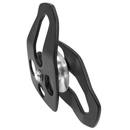 GM CLIMBING Large Rescue Pulley 32kN Single Sheave with Swing Plate CE UIAA Certified - color: Black | 2 Pack