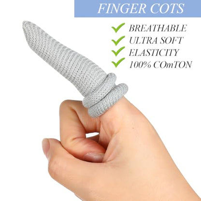 Finger Bandages 10Pcs Cotton Finger Cots Breathable Thumb Bandage Elastic Finger Gloves Tubular Gauze Finger Covers Finger Tips Protectors
