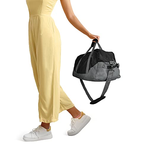 21" Large Duffle Bag with Adjustable Strap - color: Black Gray