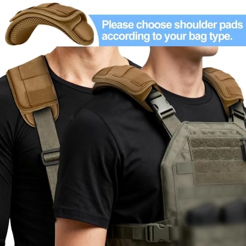 ZINZ 2-Pack Tactical Shoulder Pad, Ultra-Thick Comfort Cushion for Vest Straps, Backpacks, Breathable & Shock-Absorbing,Khaki - color: Khaki