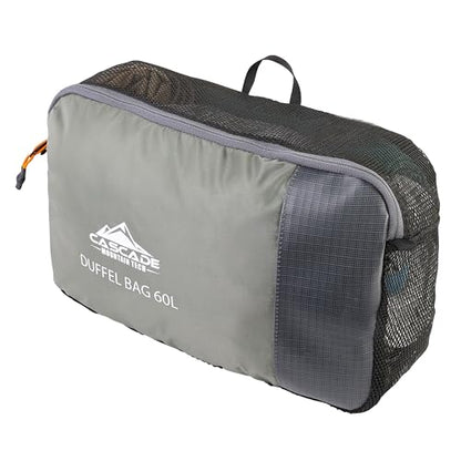Cascade Mountain Tech 60L Duffle Bag, Convertible Travel Duffel Bag for Men Women, Water Resistant & Tear Resistant - color: Lava Smoke Grey