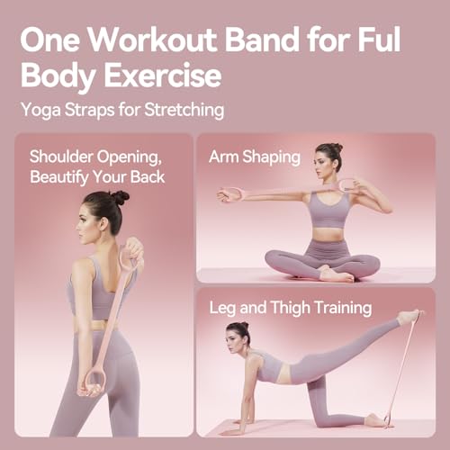 Figure 8 Workout Resistance Band - 3 Elasticities Optional 20 30 40lb, Thicker Durable Arm Back Shoulder Exercise Elastic Rope Yoga Straps Pilates Flexbands, Physical Therapy Stretch Bands - color: 30LB Purple