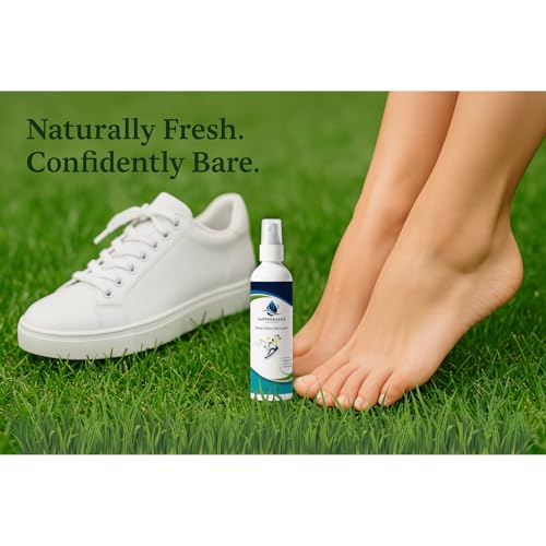 Natural Shoe Freshener Spray - 4oz (120ml) Water-Based Mist with Eucalyptus, Peppermint, Tea Tree & Lemongrass - Quick Acting Odor Neutralizer for Shoes, Gym Bags