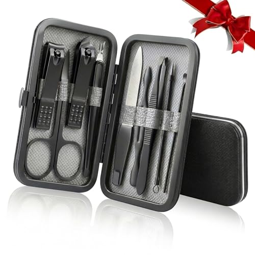 Manicure Set Nail Clipper Kit, 9-Piece Stainless Steel Nail Grooming Tools with Travel Case, Professional Fingernail and Toenail Care Kit for Home, Travel, Personal Grooming Grey - color: Grey