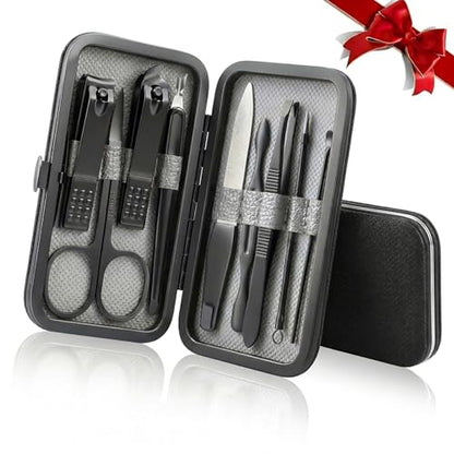 Manicure Set Nail Clipper Kit, 9-Piece Stainless Steel Nail Grooming Tools with Travel Case, Professional Fingernail and Toenail Care Kit for Home, Travel, Personal Grooming Grey - color: Grey