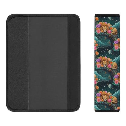 2PCS Lion Sleeping in Floral Night Sky Dark Seat Belt Cover Breathable Automotive Seat Belt Protector for Adult Use, Most Cars, Pressure Relief - color: Pattern 572
