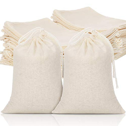 Tatuo 50 Pcs 6 by 8 Inches Muslin Cotton Drawstring Bags Canvas Linen Sachet Bag Reusable Empty Gift Pouch for Party Home Supplies - size: 6x7.9 Inch (Pack of 50)
