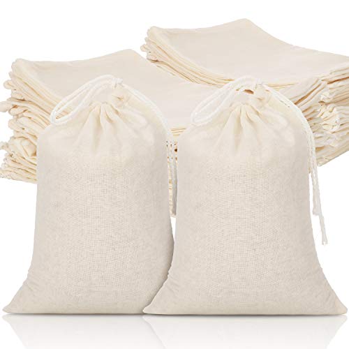 Tatuo 50 Pcs 6 by 8 Inches Muslin Cotton Drawstring Bags Canvas Linen Sachet Bag Reusable Empty Gift Pouch for Party Home Supplies - size: 6x7.9 Inch (Pack of 50)
