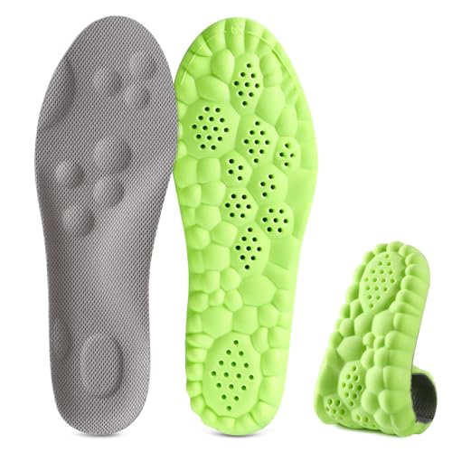 Pickleball Insoles,4D Memory Foam Arch Support Inserts, Shock Absorbing, Anti-Slip Massage Support, Breathable Comfort for Walking & Sports (Green, Men 9.5-10.5/Women 10.5-11.5) - color: Green, size: Men 9.5-10.5/Women 10.5-11.5