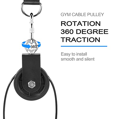 3.54 in Cable Pulley 360 Rotation Traction Wheel with Carabiner and Strap,Silence Smooth Detachable for DIY Gym Pulley System,DIY Gym Attachment Lifting Blocks,Ladder Lift,Hoists,Clothesline - color: 2 Pulley+2 Carabiner+2 Straps