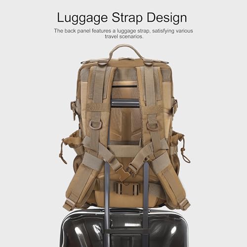 LHI Military Tactical Backpack for Men and Women 45L Army 3 Days Assault Pack Bag Large Rucksack with Shoe Compartment - color: 1.1 Khaki