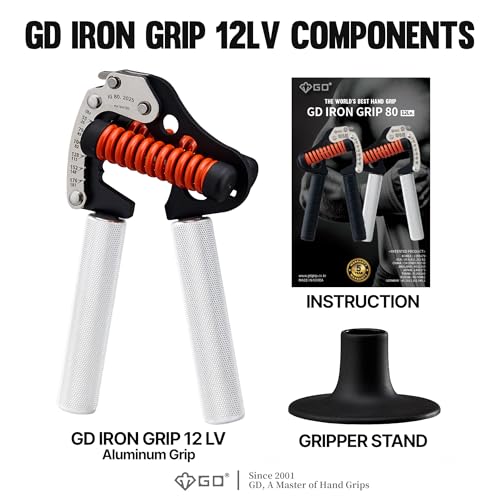 GD IRON GRIP Grip Strength Trainer Hand Gripper Forearm Strengthener Metal | Silent durable adjustable hand strengthening device, Hand exerciser squeezers, arm wrestling training equipment, grip trainer