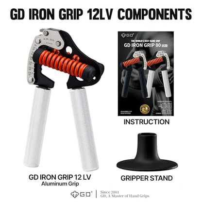 GD IRON GRIP Grip Strength Trainer Hand Gripper Forearm Strengthener Metal | Silent durable adjustable hand strengthening device, Hand exerciser squeezers, arm wrestling training equipment, grip trainer