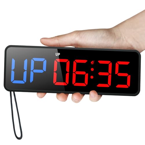 Acedeck Portable Gym Timer Clock: Fitness Digital Clock with Strong Magnet - Remote Control for Fitness Enthusiasts - Powerful Battery for Home Gym Garage Boxing - color: Black