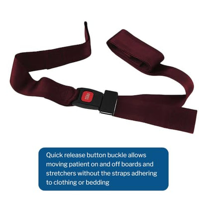 McKesson Push Button Strap, Adjustable, 7 ft Nylon Strap for Stretchers and Backboards, Quick Release Buckle, Burgundy, 1 Count