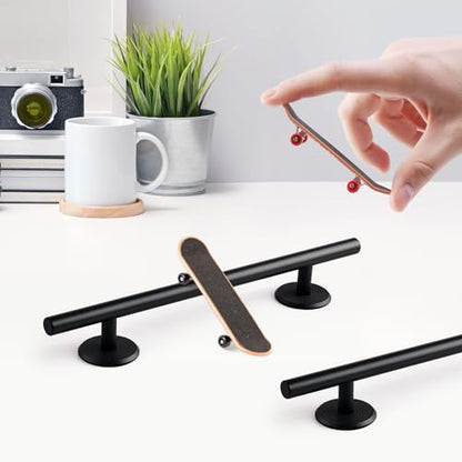 Simhoa Fingerboard Round Rail, 25cm Stainless Steel Skateboard Obstacle with Stable Base for Fingerboard Parks and Trick Practice