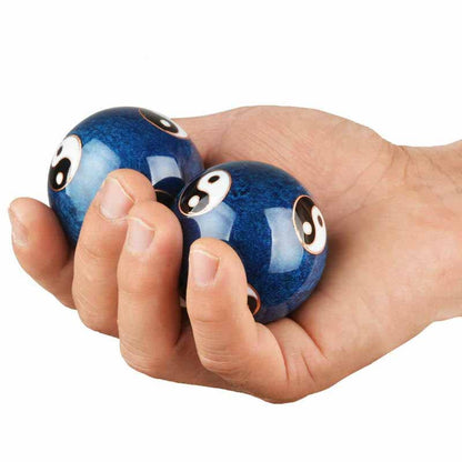 JapanBargain, Set of 2 Chinese Baoding Balls Hand Exercise Therapy Balls Stress Reliefe Balls, (Blue) - color: Blue
