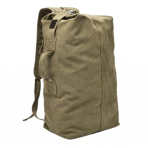 Military Tactical Backpack Large Capacity Travel Climbing Bag Duffel Bag Top Load Double Strap Canvas Backpack - color: Brown