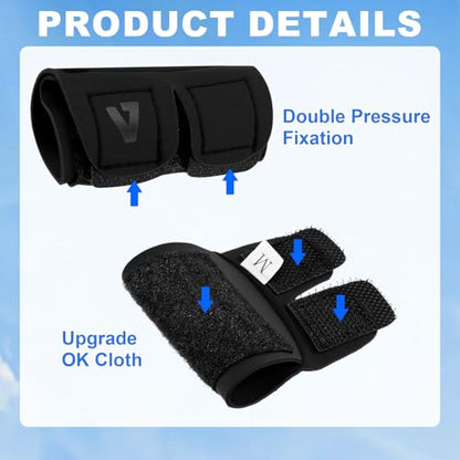 2pcs Adjustable Single Finger Sleeve, Upgraded Straps Finger Splints Protectors for Sports Injury Relief, Compression Neoprene Thumb Supplies for Basketball, Tennis, Volleyball, Badminton, Golf- Black