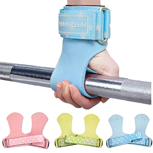 LARA STAR Weight Lifting Wrist Straps for Maximum Grip Support,Lifting Strap for Weightlifting, Gym Grips Hook for Deadlifts, Powerlifting, Heavy Shrug Women/Men - color: Blue