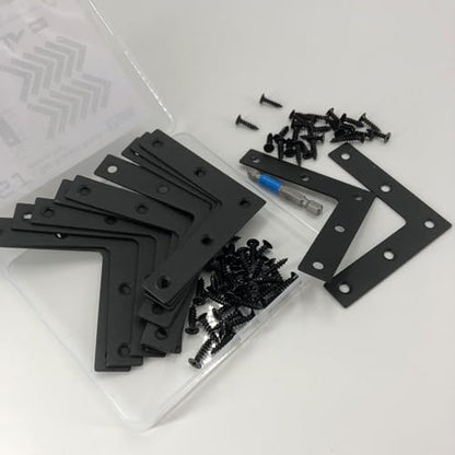 QSJ 12 Pcs L Flat Straight Brackets Corner Bracket Set 3.15'' Bracket Brace Mending Plate Stainless Steel for Wood - size: Black, 3.15x3.15''